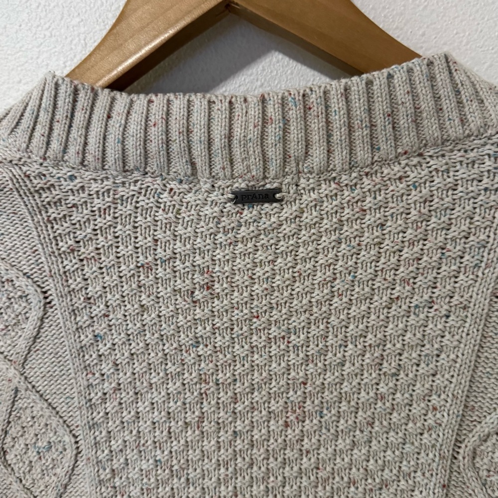 Prana Sangria Fields Cable Knit Button Cardigan Canvas Confetti Wool Blend-XS - Picture 8 of 11